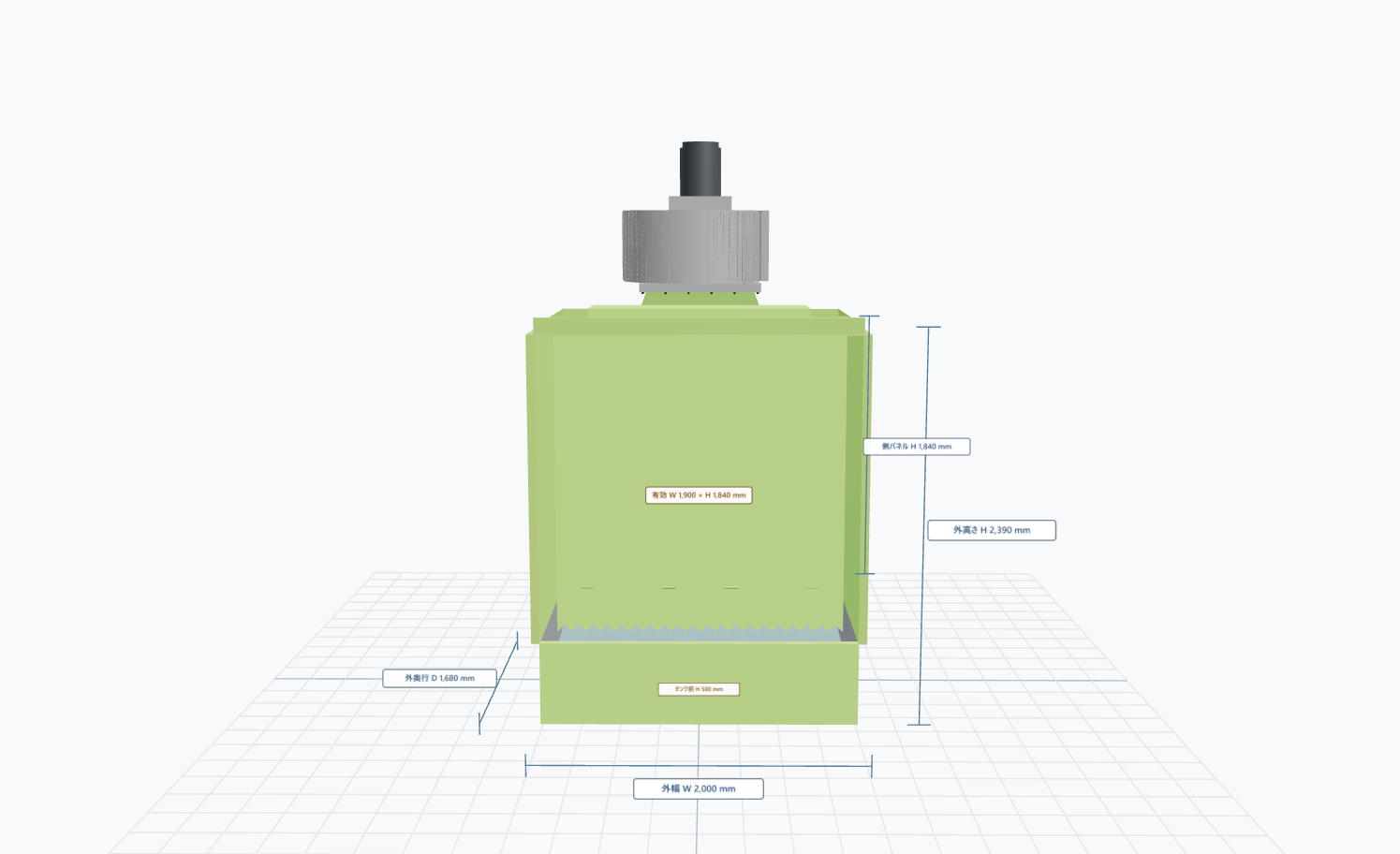 サブタンクなし標準タイプの塗装ブース3Dモデル